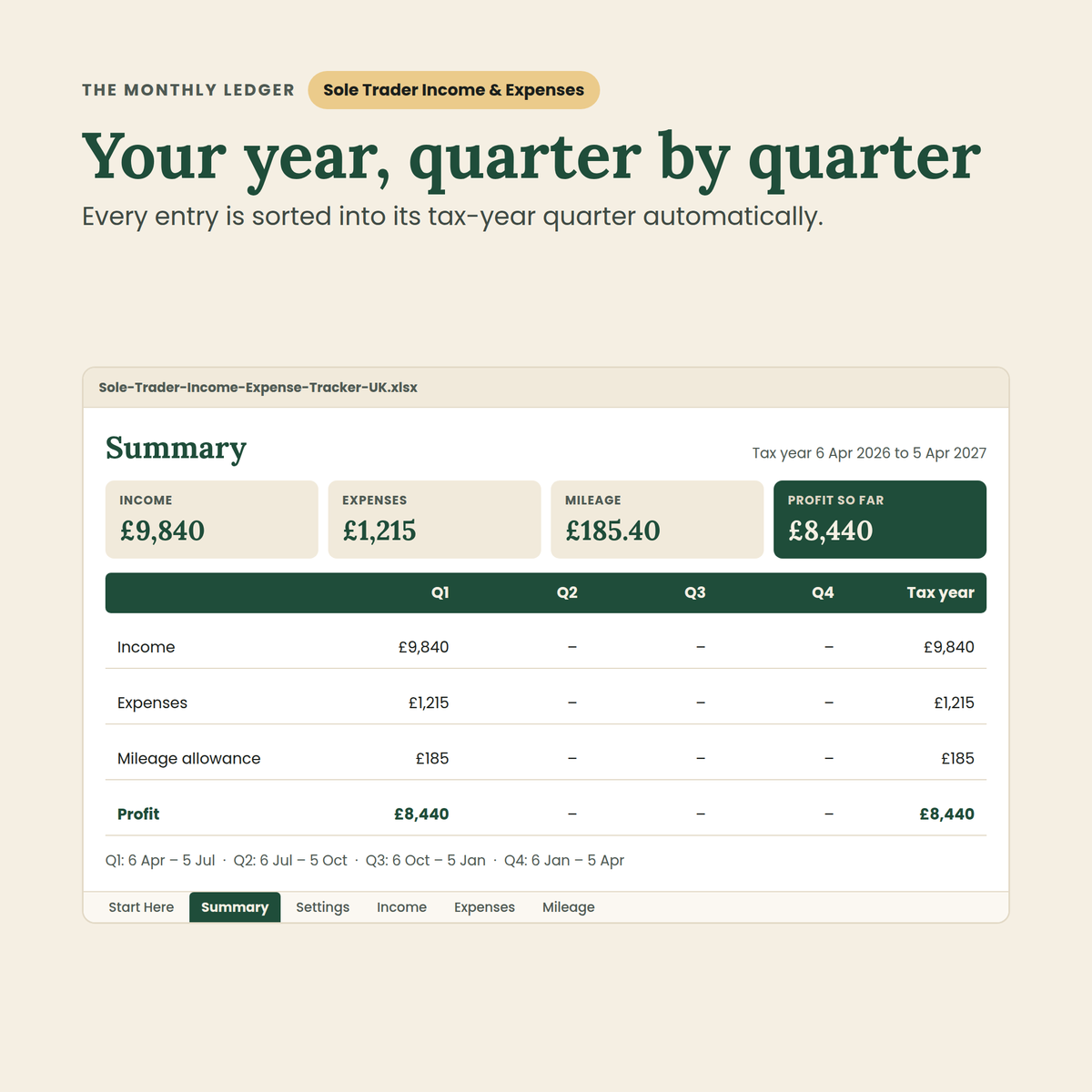 Sole Trader Income & Expense Tracker